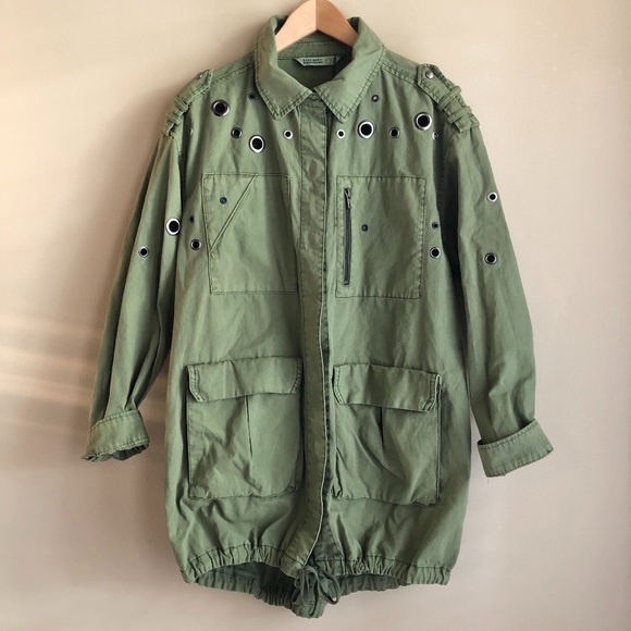 Zara Jackets & Blazers - Zara Army Olive Green Grommet Utility Jacket